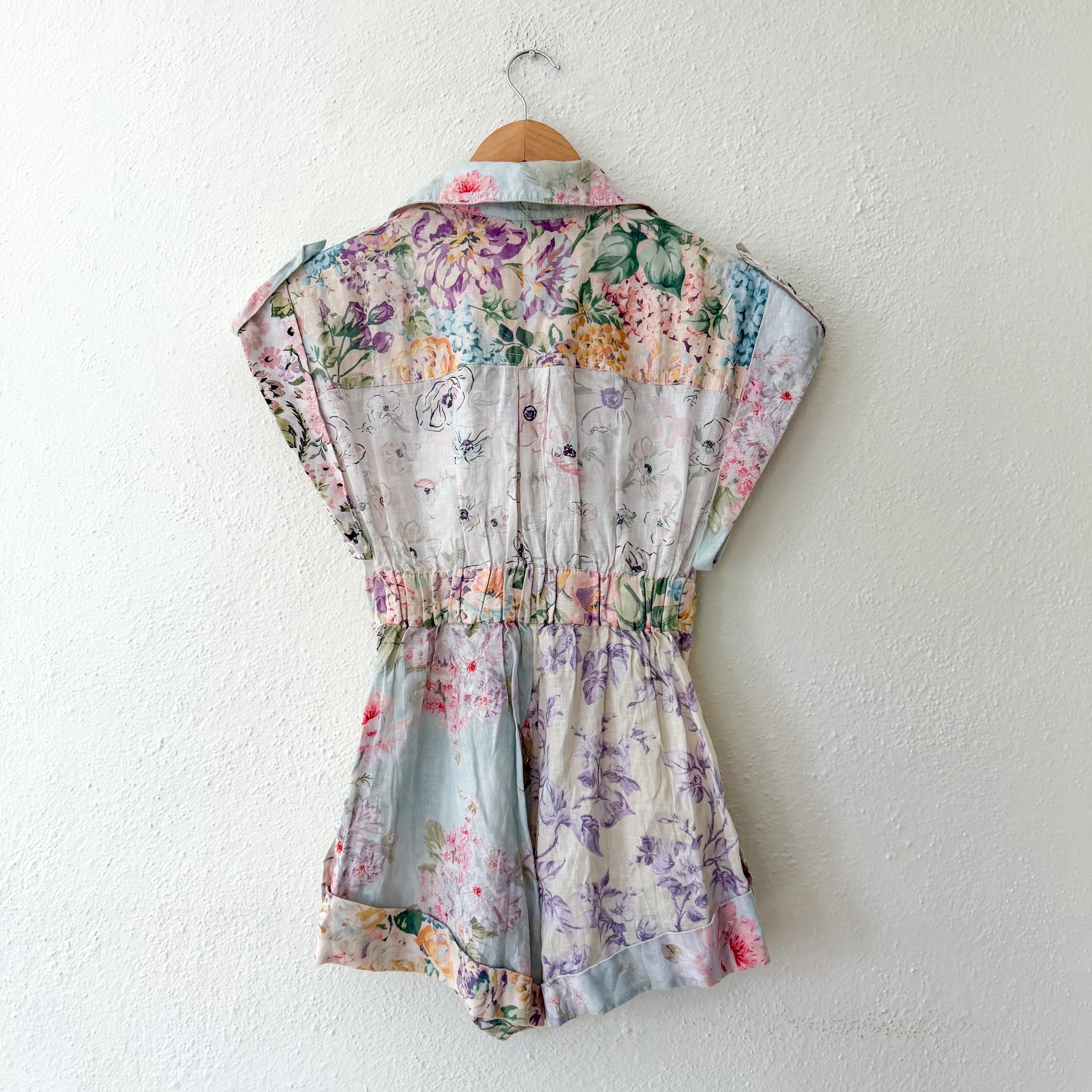 ZIMMERMANN Petite Halliday Linen Floral Printed Romper | 0P
