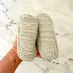 Gap Light Grey Marle Garter Knit Lined Baby Booties |3 (6-12m)