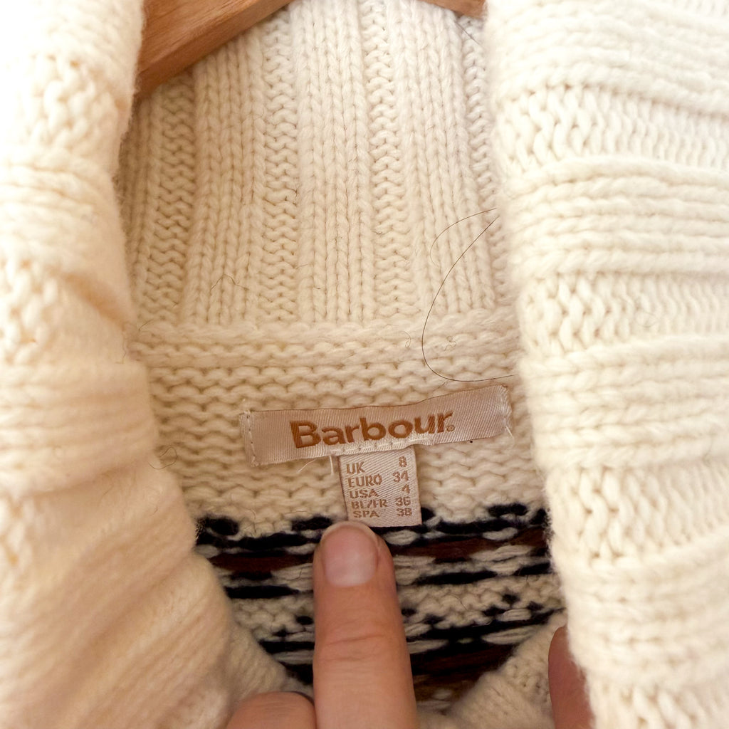 Barbour Mersea Fair Isle Wool Blend Knit Turtleneck Sweater in Aran Cream | 4