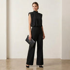Spanx AirEssentials Black Mock Neck Petite Jumpsuit |XSP