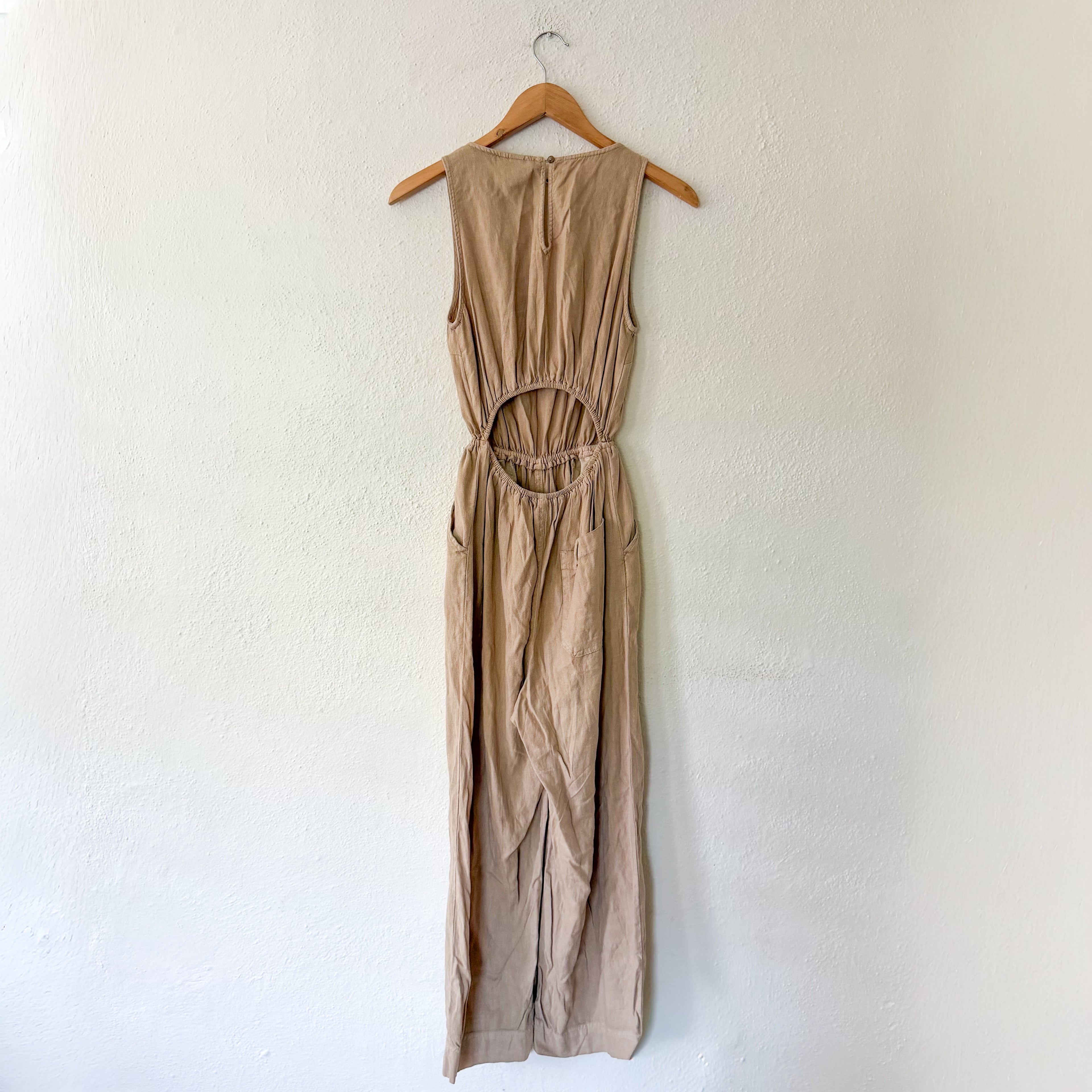 Universal Thread Linen Blend Jumpsuit in Tan | XS