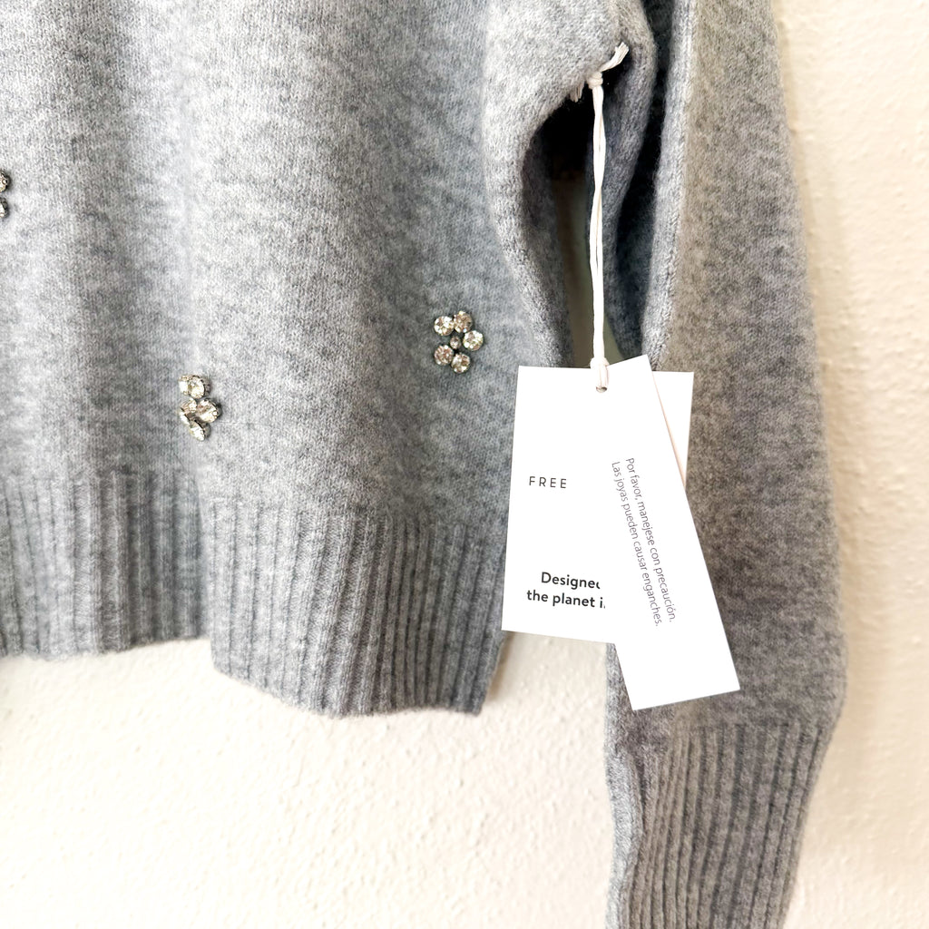 Free Assembly Sweater with Rhinestones in Heather Grey | Medium