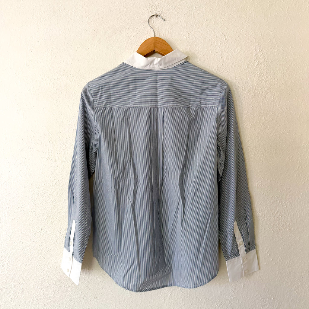 & Other Stories Paris Atelier Button Up Long Sleeve Shirt in Blue Pinstripe | 0