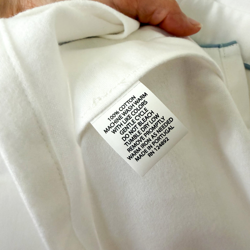 Serena & Lily Belvedere Flannel Pajamas Set in White Light Blue Piping | S