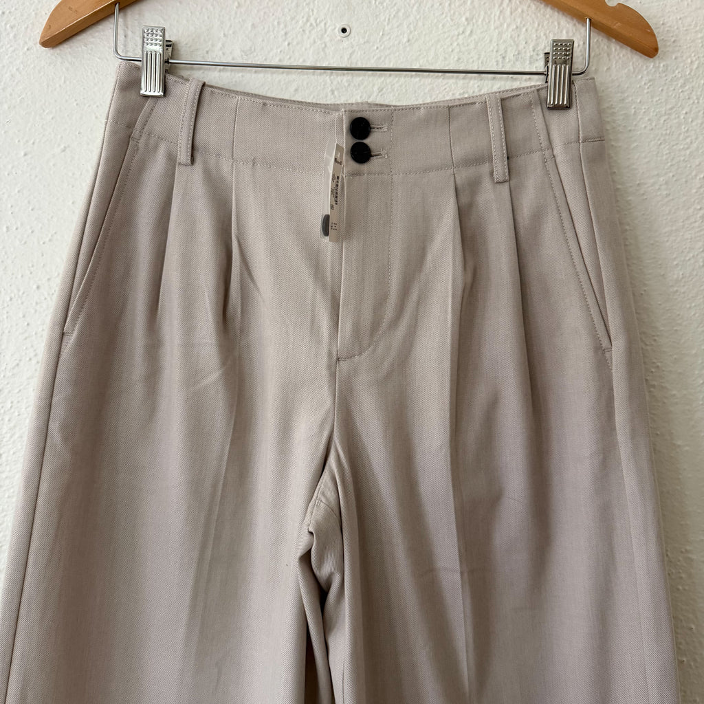 Madewell The Petite Brushed Twill Harlow Wide-Leg Trouser in Dark Oat Mélange | 0P
