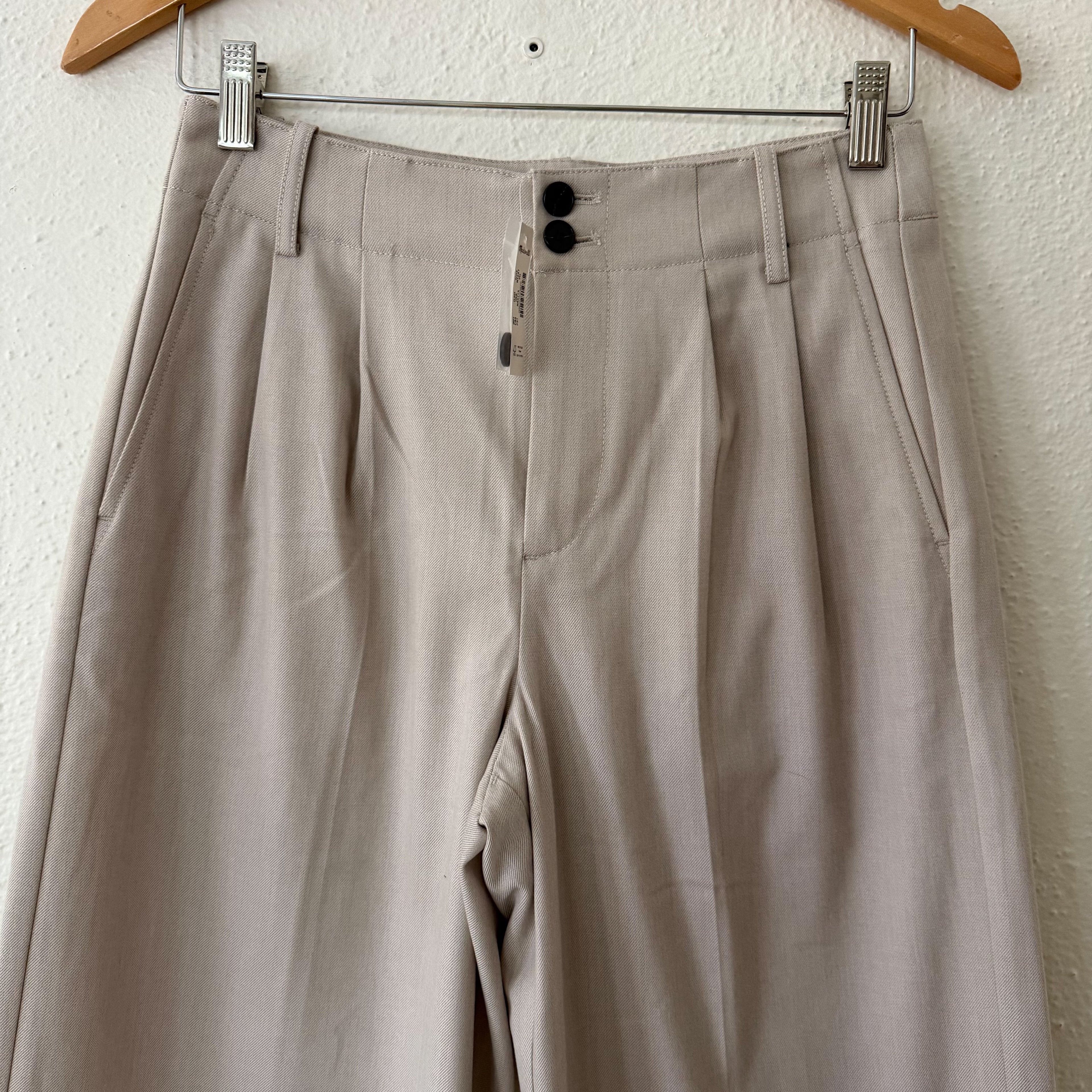 Madewell The Petite Brushed Twill Harlow Wide-Leg Trouser in Dark Oat Mélange | 0P