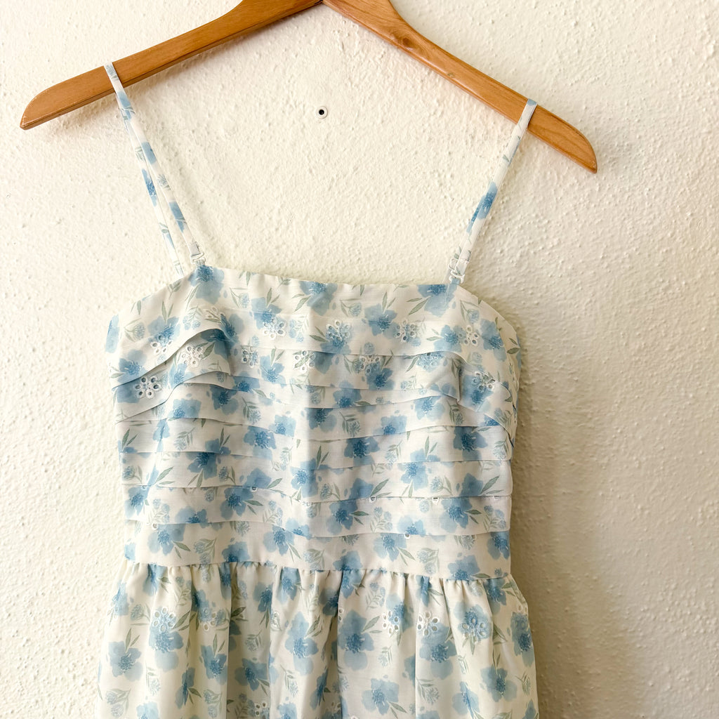 Petal & Pup Blue & White Lisette Strapless Midi Dress | XS