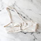H&M Cream Textured V-Notch Bandeau Bikini Top | 0