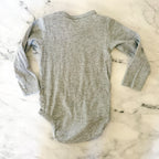 H&M Basics Heather Grey Ribbed Cotton Long Sleeve Bodysuit | 9-12m