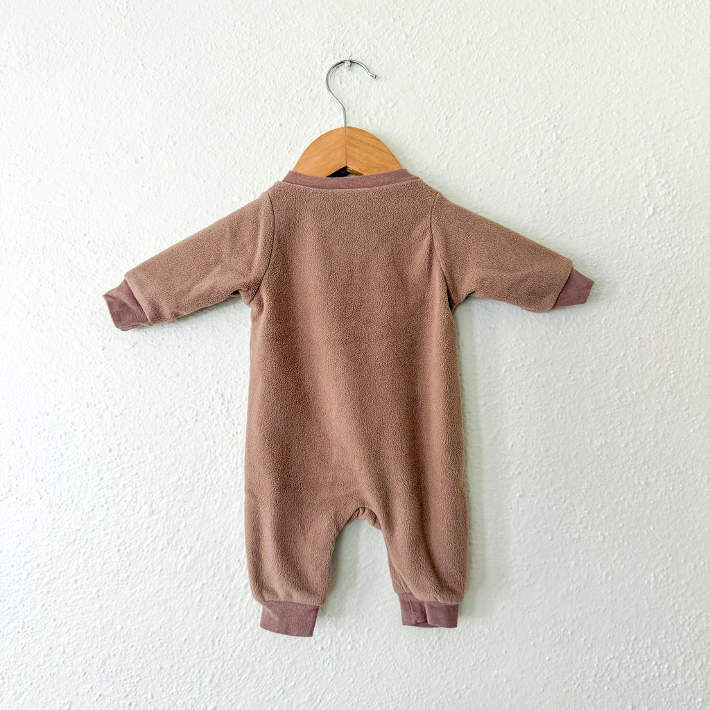 H&M Brown Fleece Zip-Front Sleeper Jumpsuit | PM (Premie)
