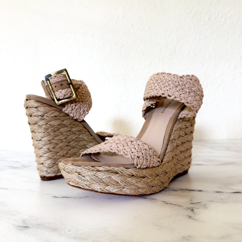 Stuart Weitzman Women's Alexis Braided Espadrille Wedge Sandals in Natural | 6.5