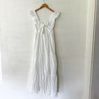 MANGO White Eyelet Embroidered Cotton Maxi Dress | XS
