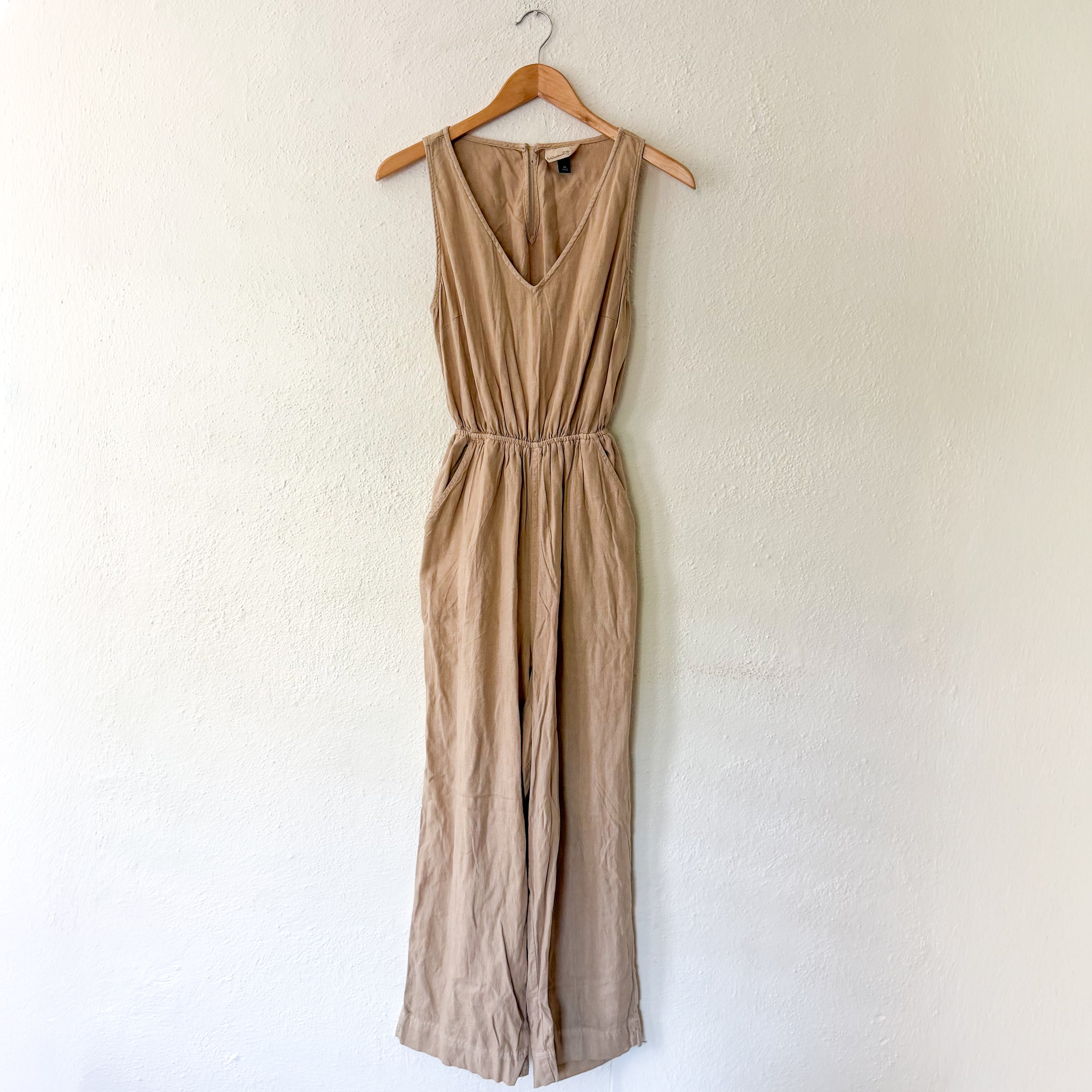 Universal Thread Linen Blend Jumpsuit in Tan | XS