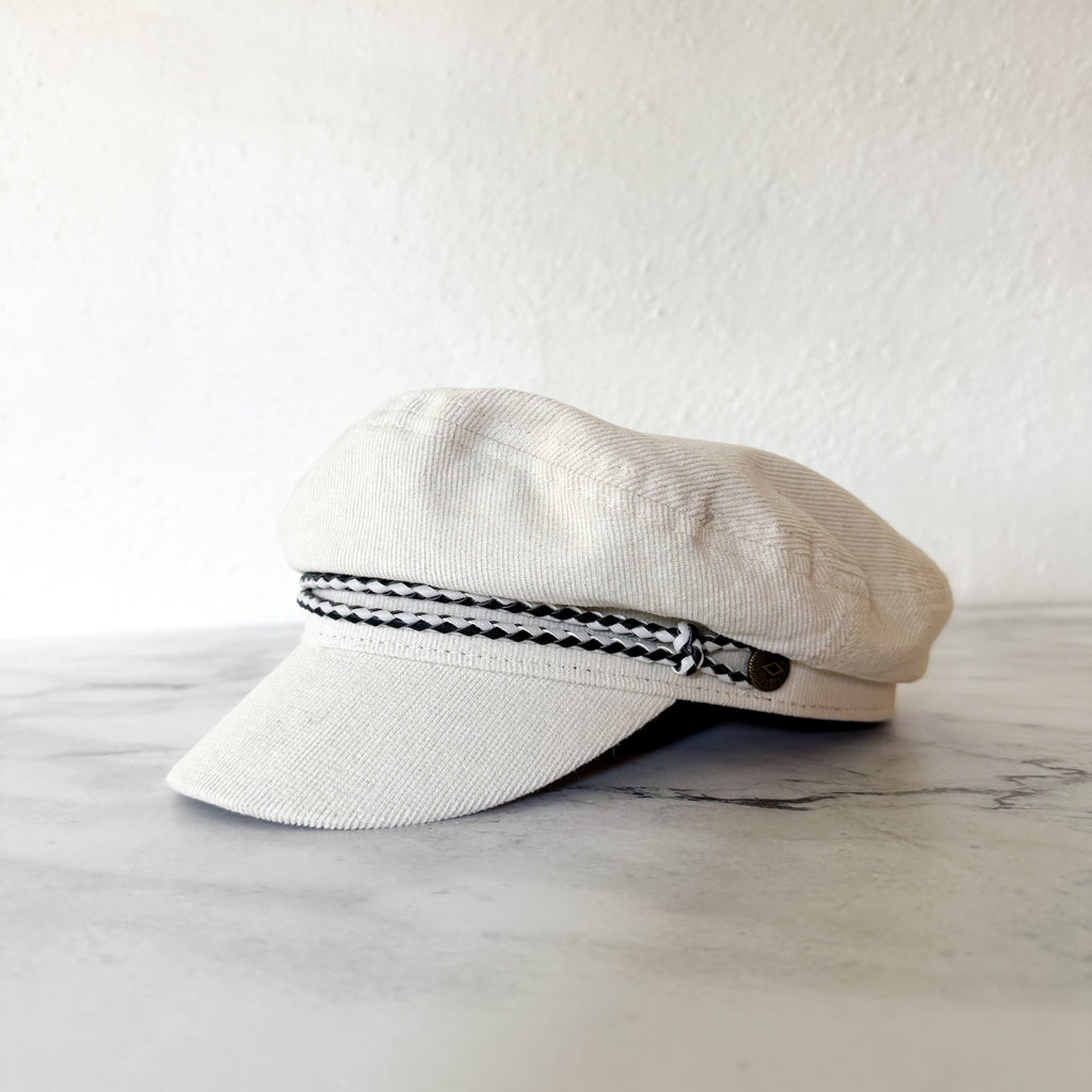 Brixton Ashland Vega Fiddler Fisherman Cap in Ivory Corduroy | XS