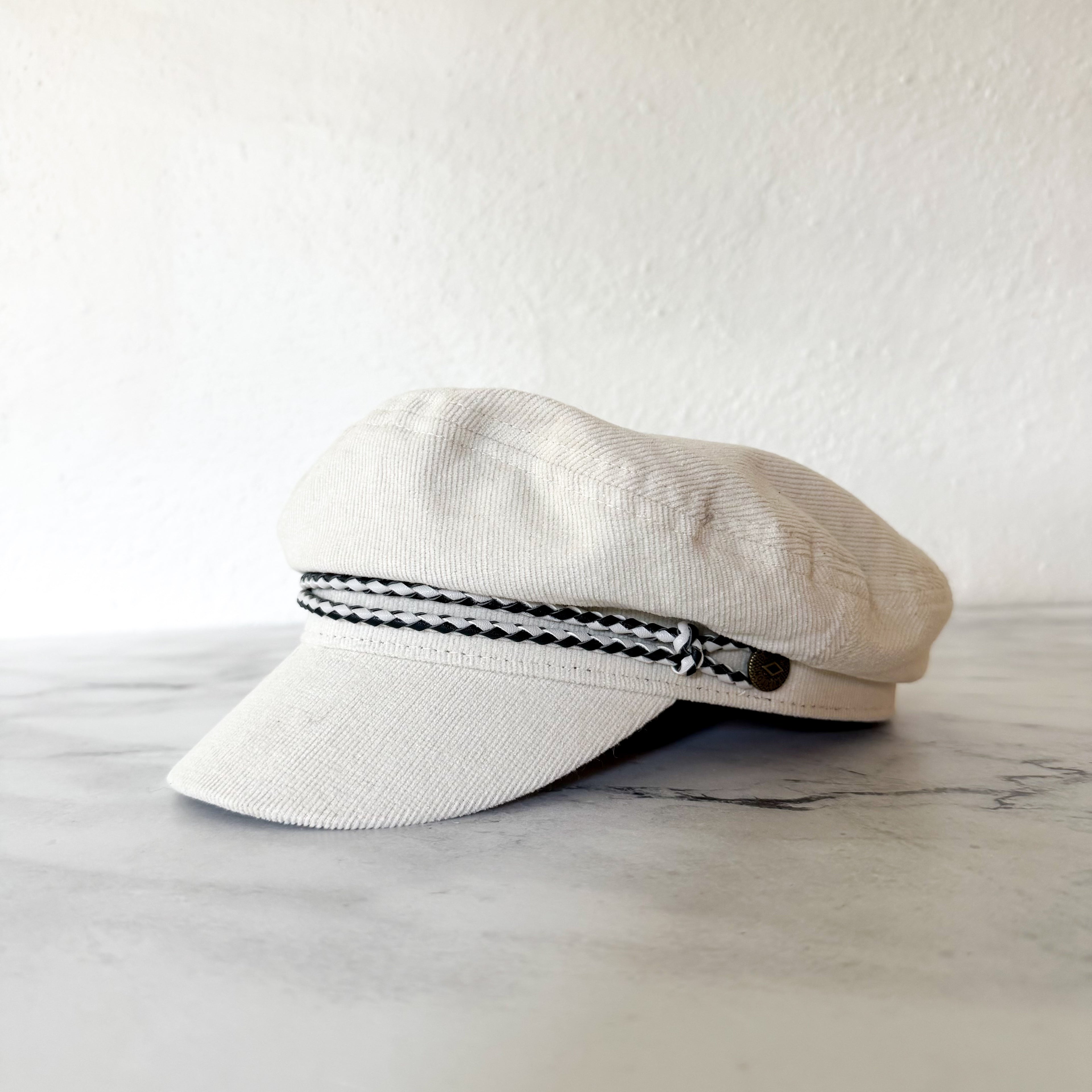 Brixton Ashland Vega Fiddler Fisherman Cap in Ivory Corduroy | XS