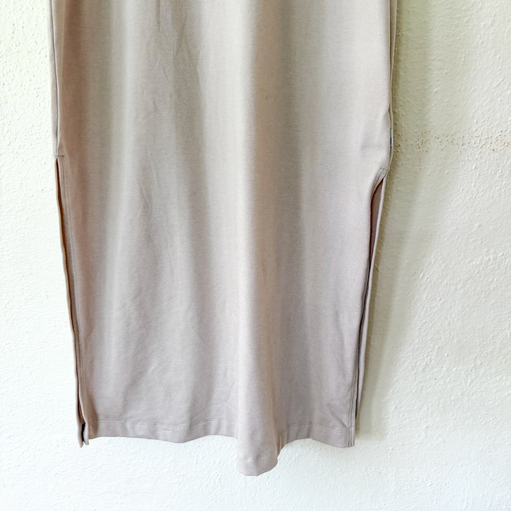 Vuori Halo Racerback Shelf Bra Midi Tank Dress in Ecru Tan | S