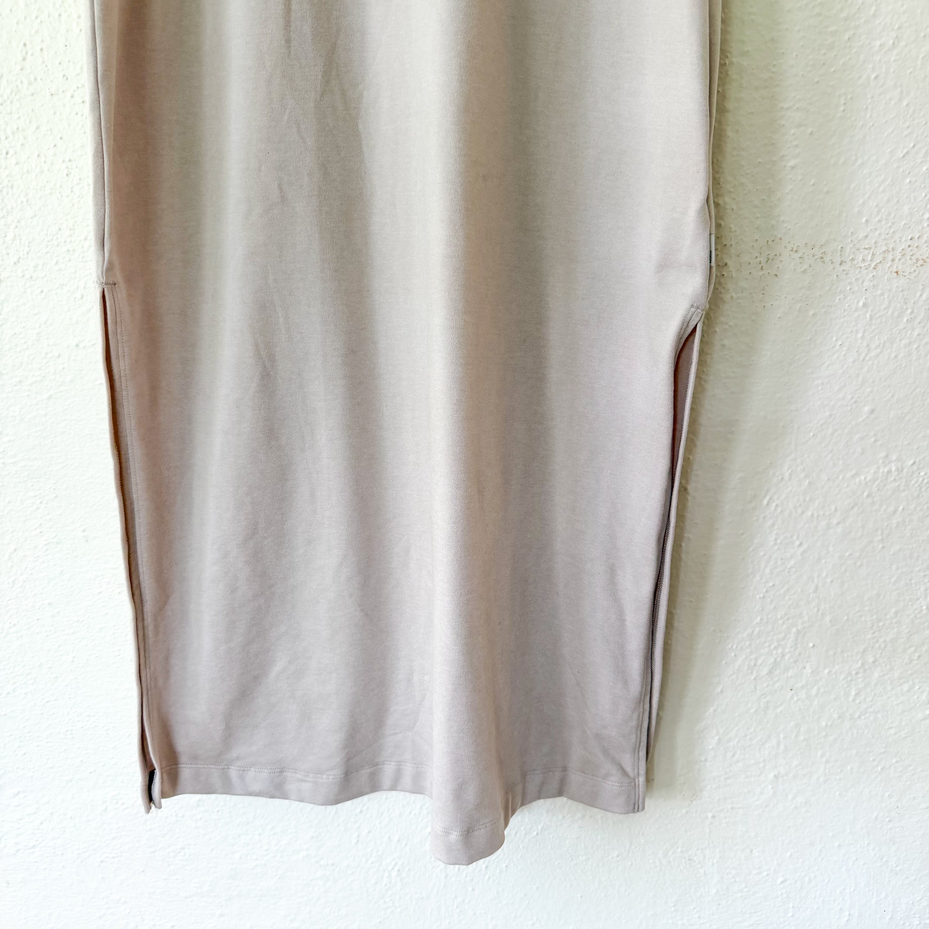 Vuori Halo Racerback Shelf Bra Midi Tank Dress in Ecru Tan | S