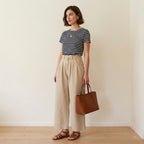 Free People Sweet Talk Linen Blend Wide Leg Cropped Chino Pants in Croissant Beige | 0