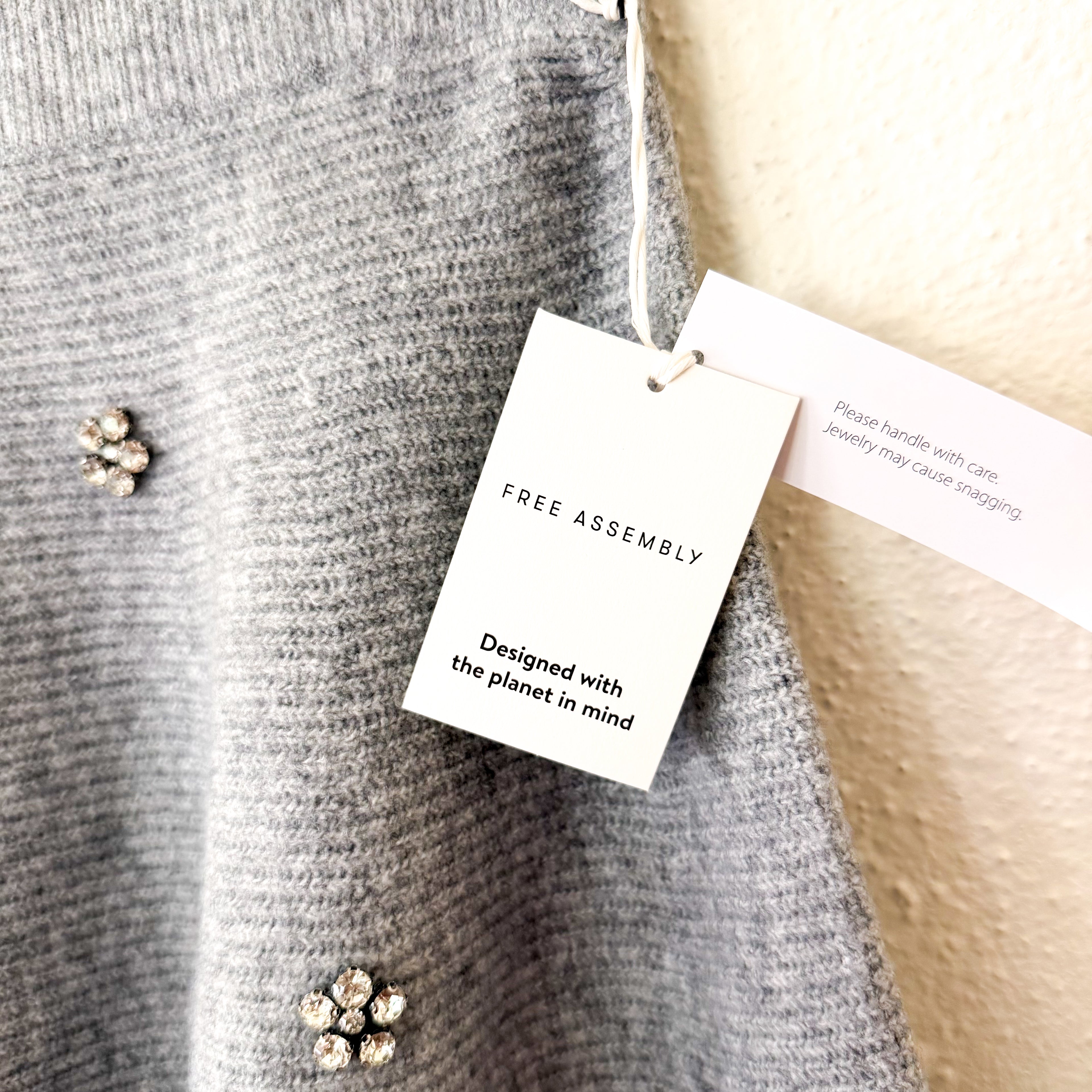 Free Assembly Heather Grey Mini Sweater Skirt with Rhinestones | Medium