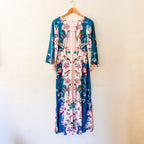 Boden 100% Silk Angel Sleeve Boatneck Midi/Maxi Dress in Orchid Canopy | 0R