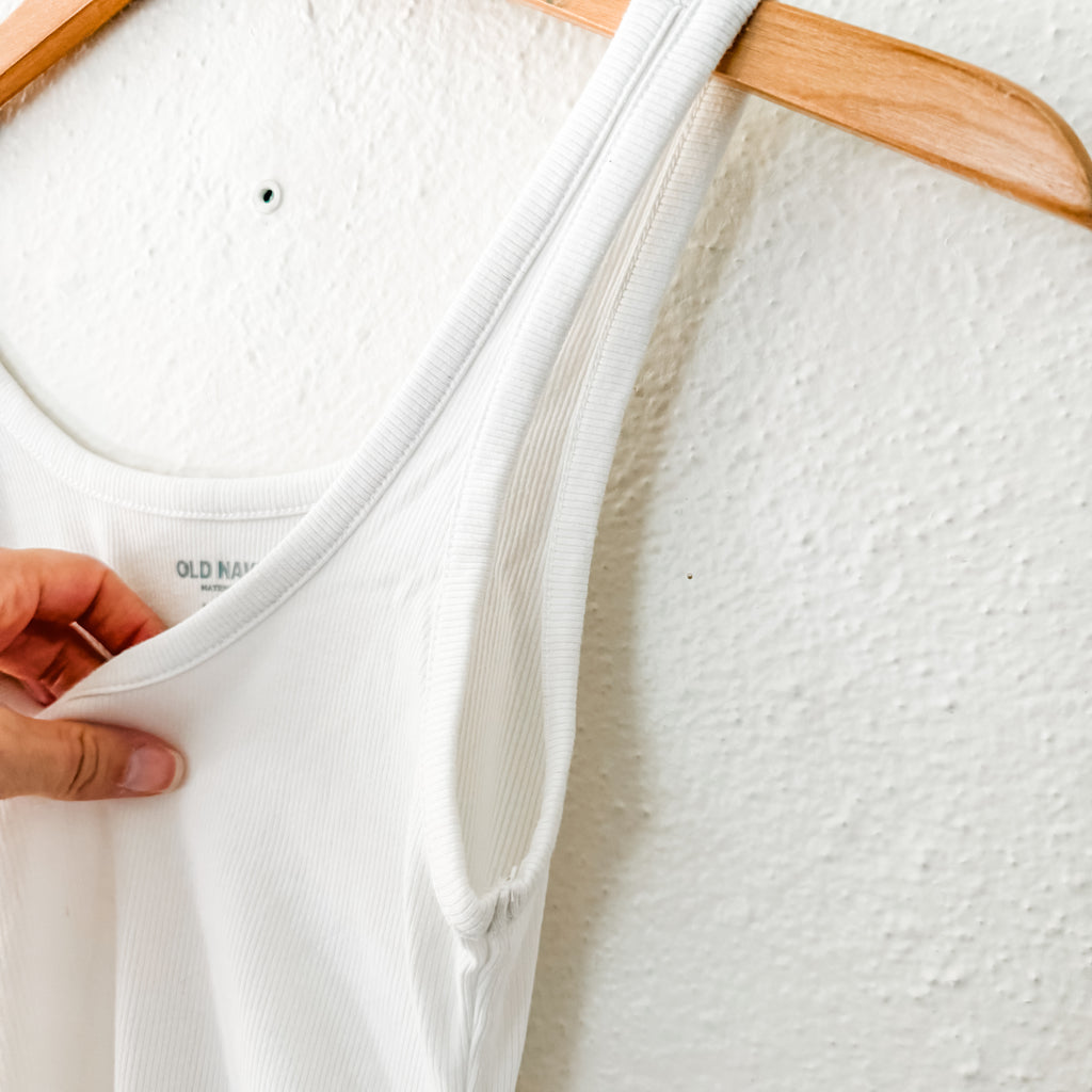 Old Navy Maternity First Layer Scoop-Neck Ribbed Tank Top in Calla Lily White | XS