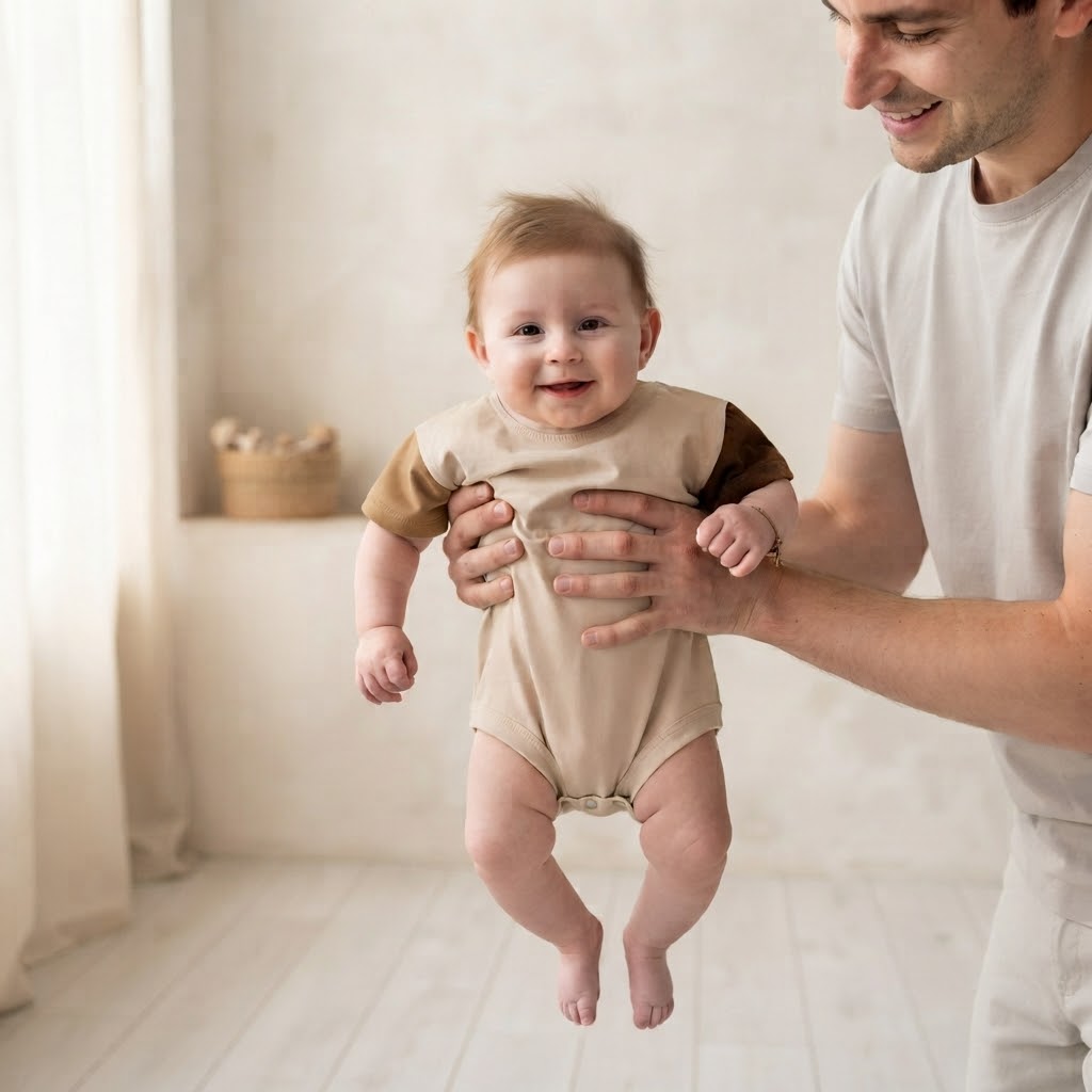 Unbranded Neutral Tan Brown Oversized Color Block Short Sleeve T-Shirt Bodysuit | 3-6m
