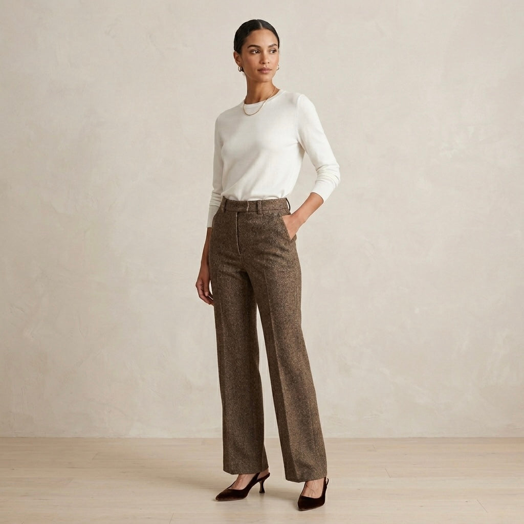 & Other Stories Straight Tailored Wool Blend Trouser in Mole Brown | 0