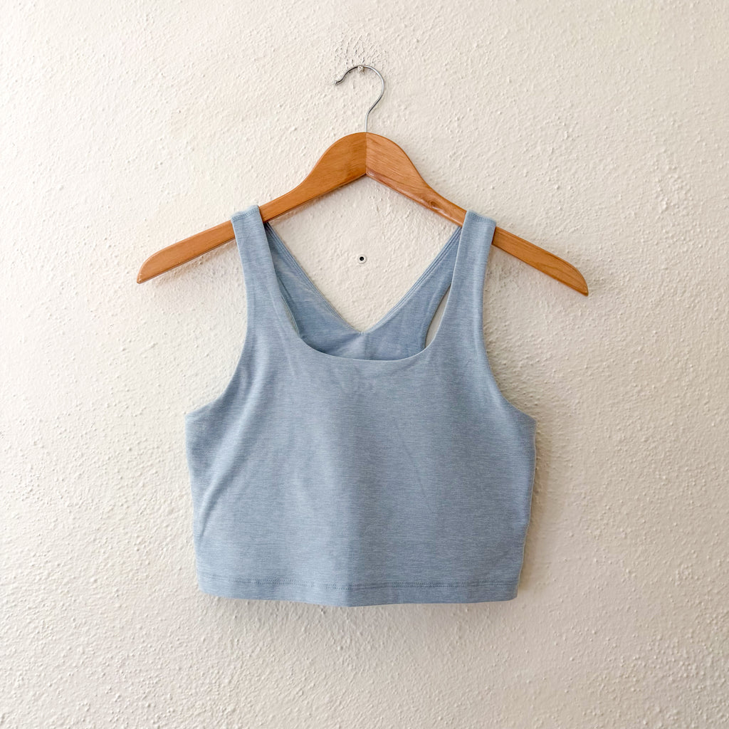Zella Cropped Longline Top in Aqua Heather | M