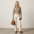 Beaufort & Blake Moreland Cashmere Blend Flannel Button Down Shirt in Tan Plaid | XS