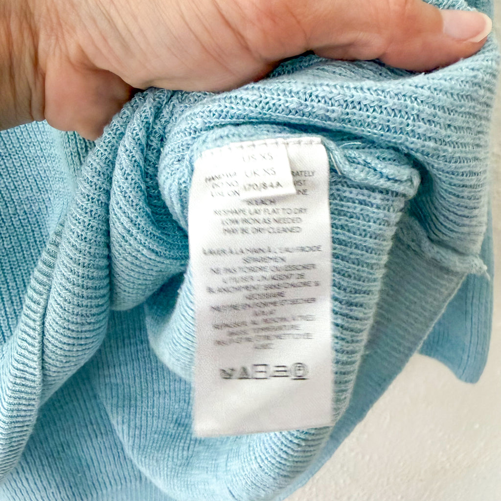 Free People Beach Turquoise Crewneck Open Weave Pullover Sweater | XS