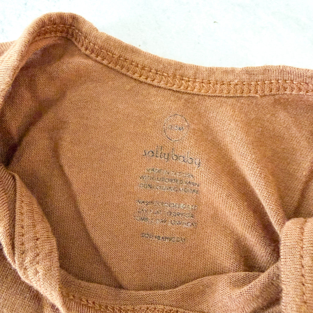 Solly Baby Modal Cacao Brown Long Sleeve T-Shirt + Footed Pants Sleepwear Matching Set | 0-3m