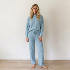 Free People Beach Turquoise Crewneck Open Weave Pullover Sweater | XS