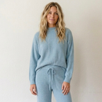 Free People Beach Turquoise Crewneck Open Weave Pullover Sweater | XS