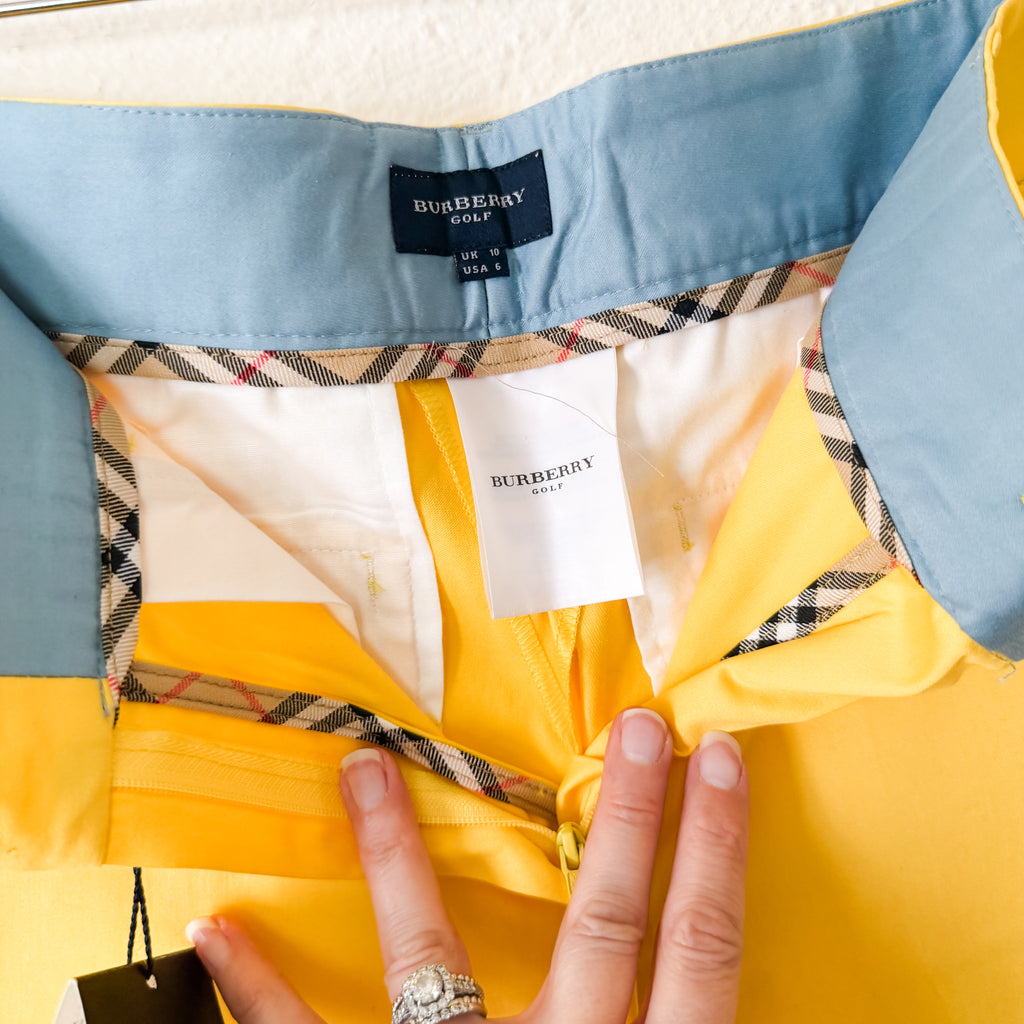 Burberry Golf Golden Yellow Cotton Golfing Straight Leg Trouser | 6