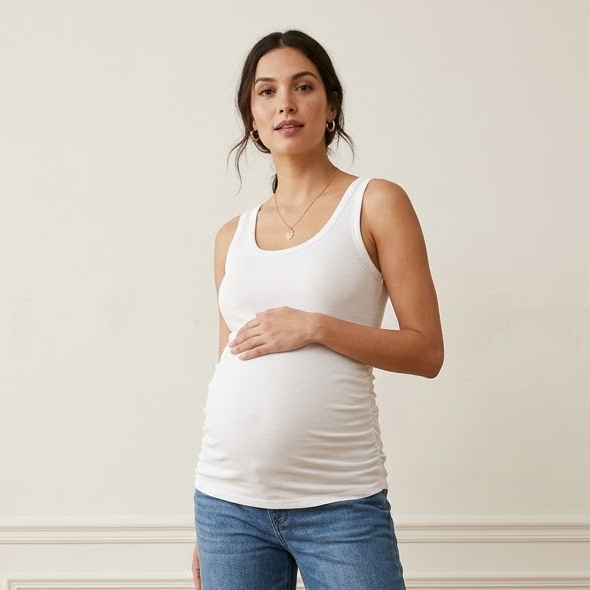 Old Navy Maternity First Layer Scoop-Neck Ribbed Tank Top in Calla Lily White | XS