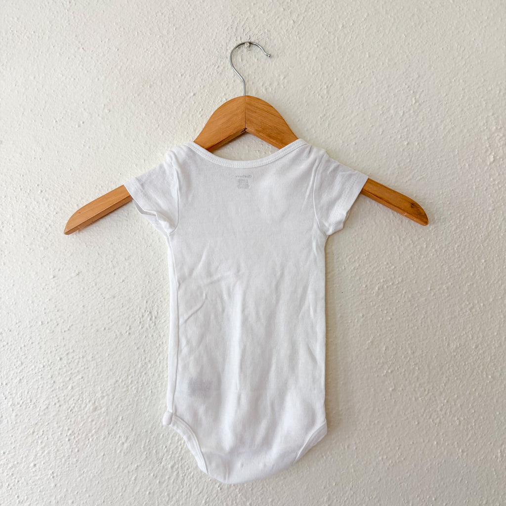 Little Planet Organic Ocean Blue Gauze Bubble Romper Overalls + Gerber White Bodysuit | 6-12m