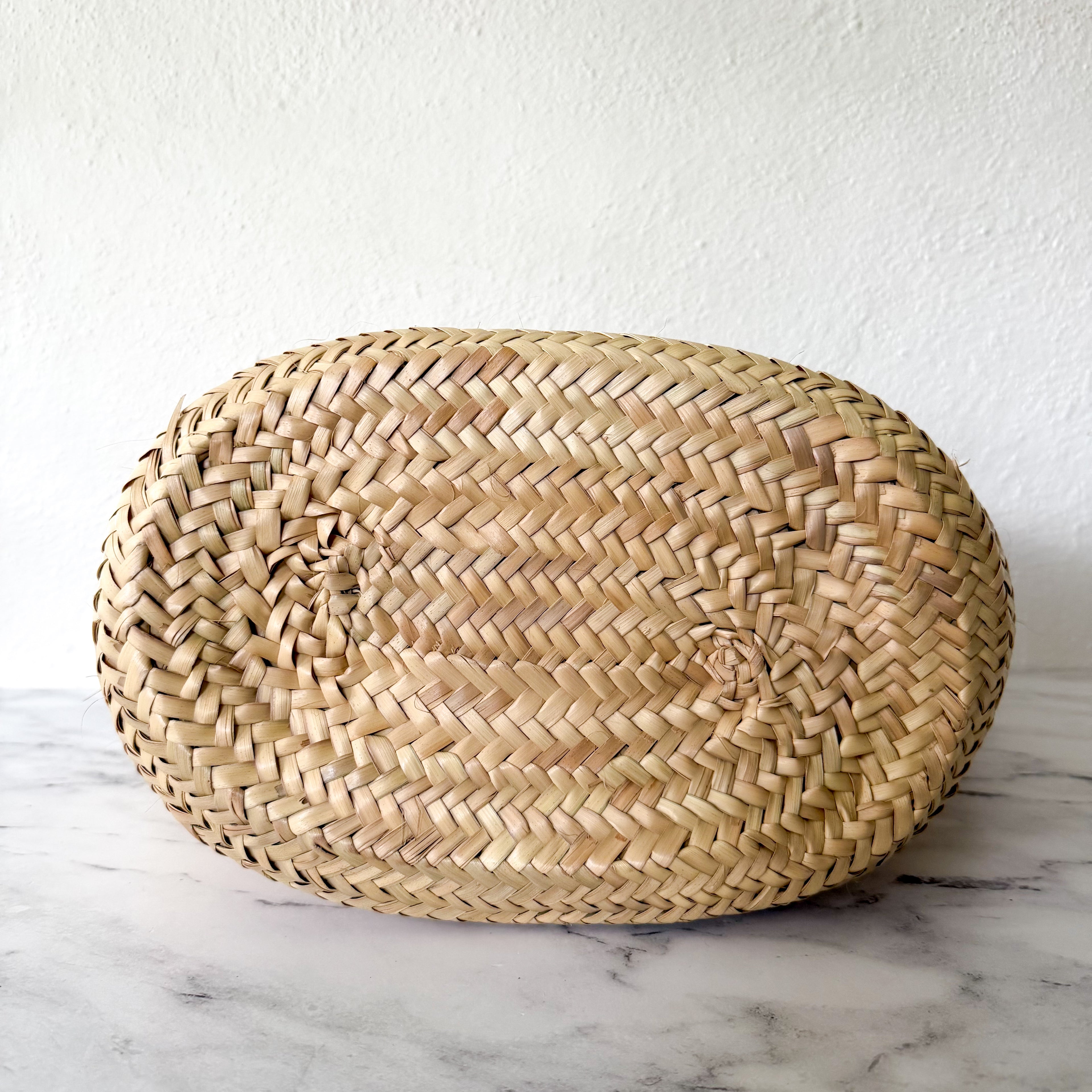 La Vie Est Belle Straw French Market Tote with Braided Leather Handles & Scarf