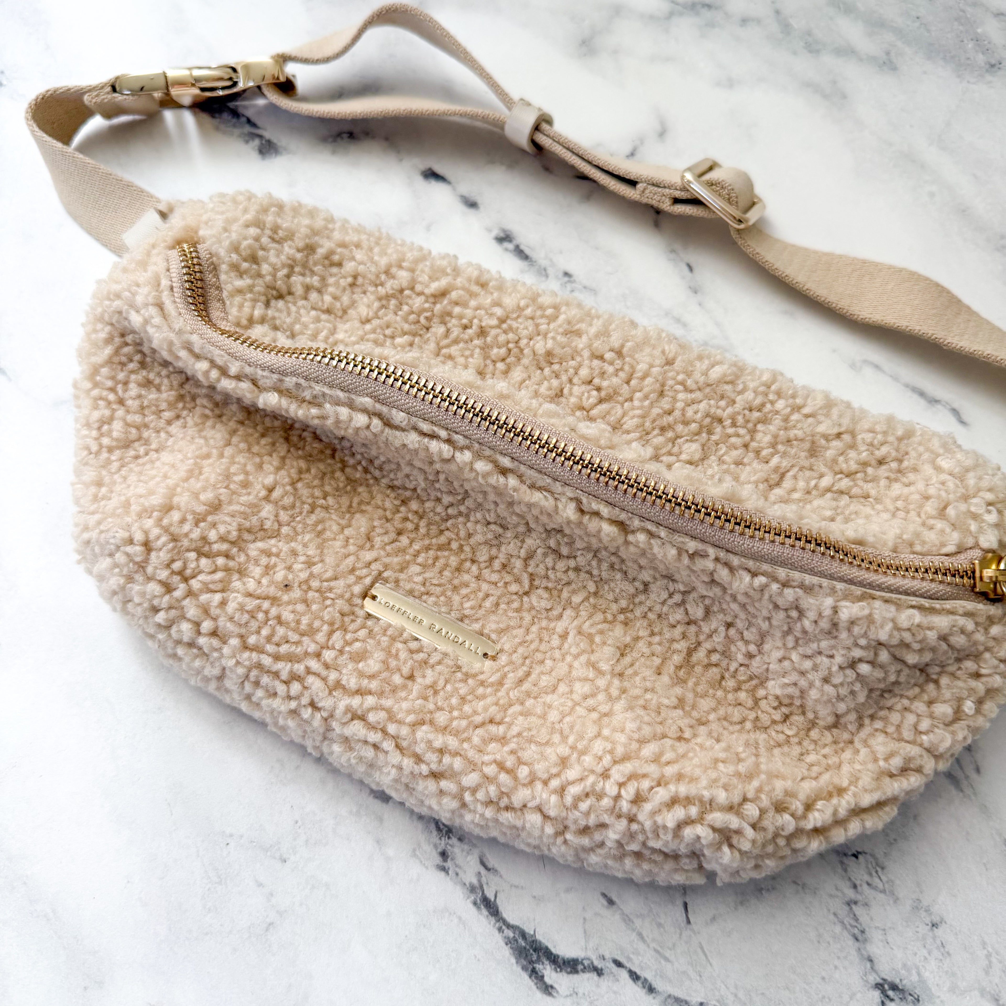 Loeffler Randall Sophie Sherpa Fleece Belt Bag | Cream