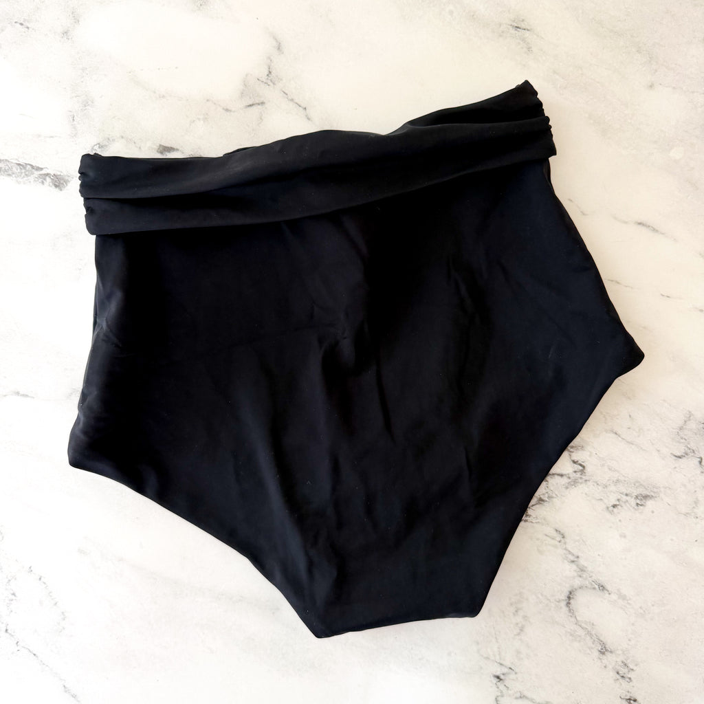 Mara Hoffman Black Jay High-Rise Tie Bikini Bottoms | XS