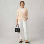 J.Crew 100% Cashmere V-Neck Relaxed Cardigan Sweater in Cream | XS