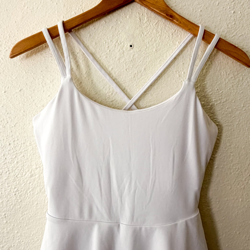 Yitty Active UltraLuxe Strappy Tennis Dress with Built in Shorts in White | S