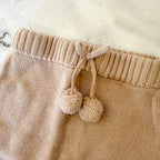 Petit Filippe Tan Knit Pom Pom Drawstring Pull On Pants | 6-9m
