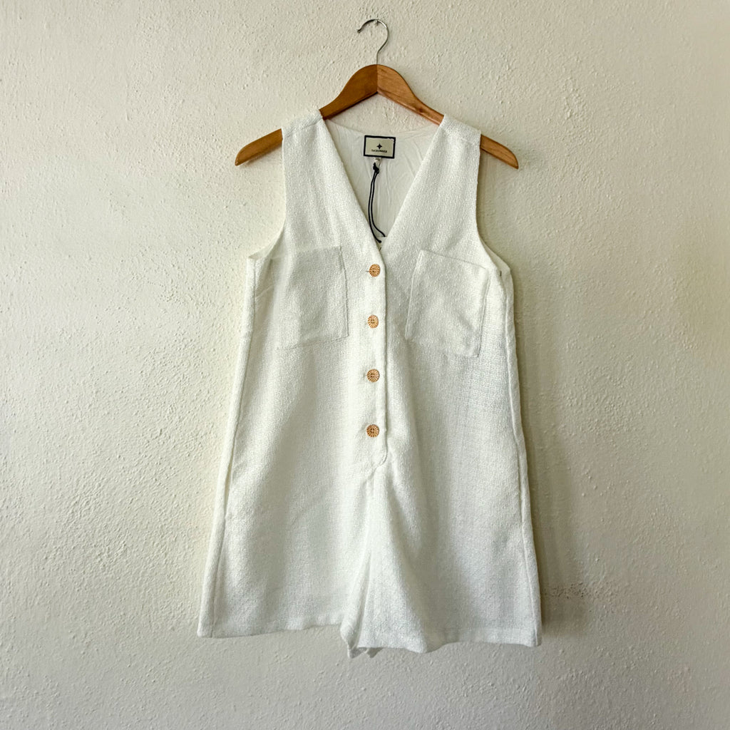 Tuckernuck White Textured Myla Romper | XS