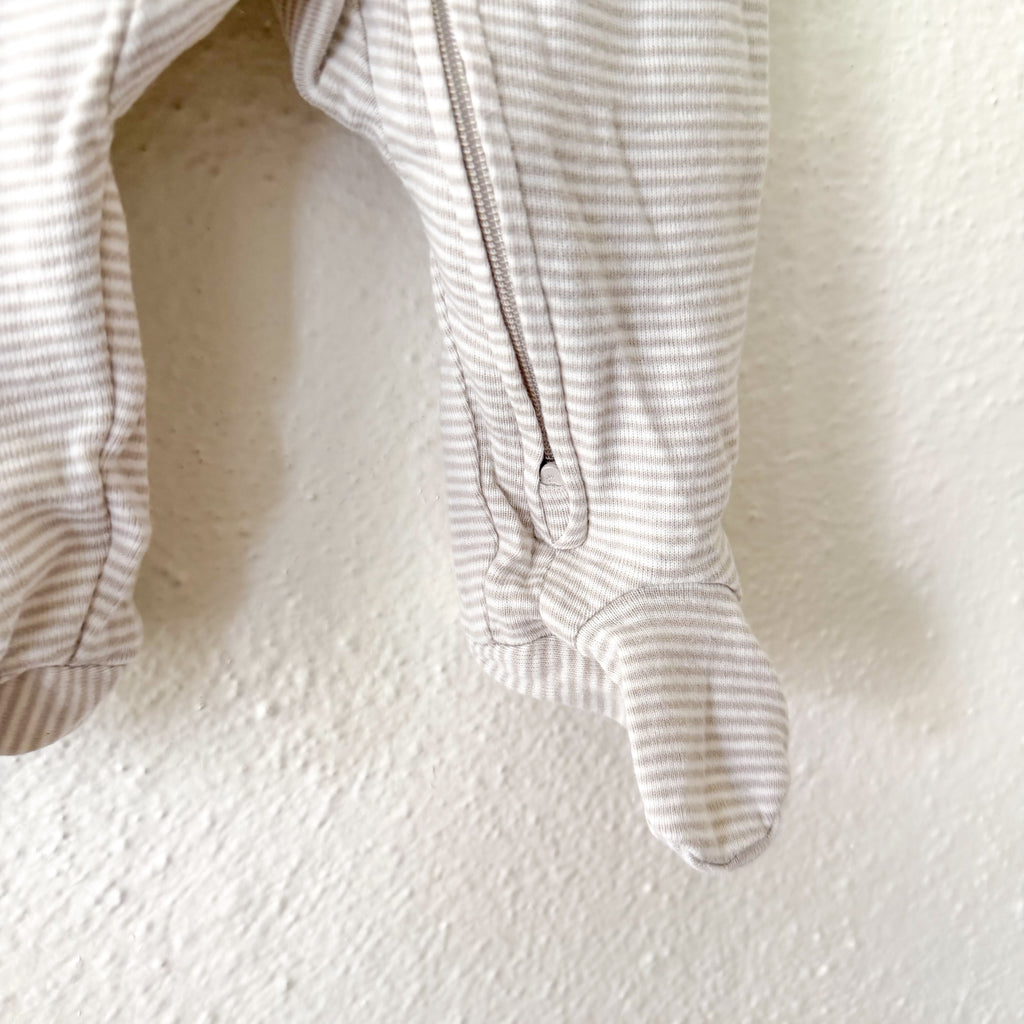 Carter's Taupe Cream Stripe 2-Way Zipper Footed Sleeper | 0-3m