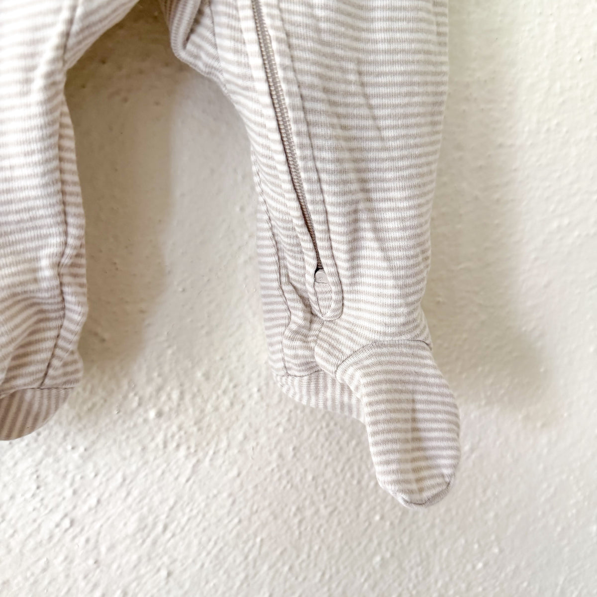 Carter's Taupe Cream Stripe 2-Way Zipper Footed Sleeper | 0-3m