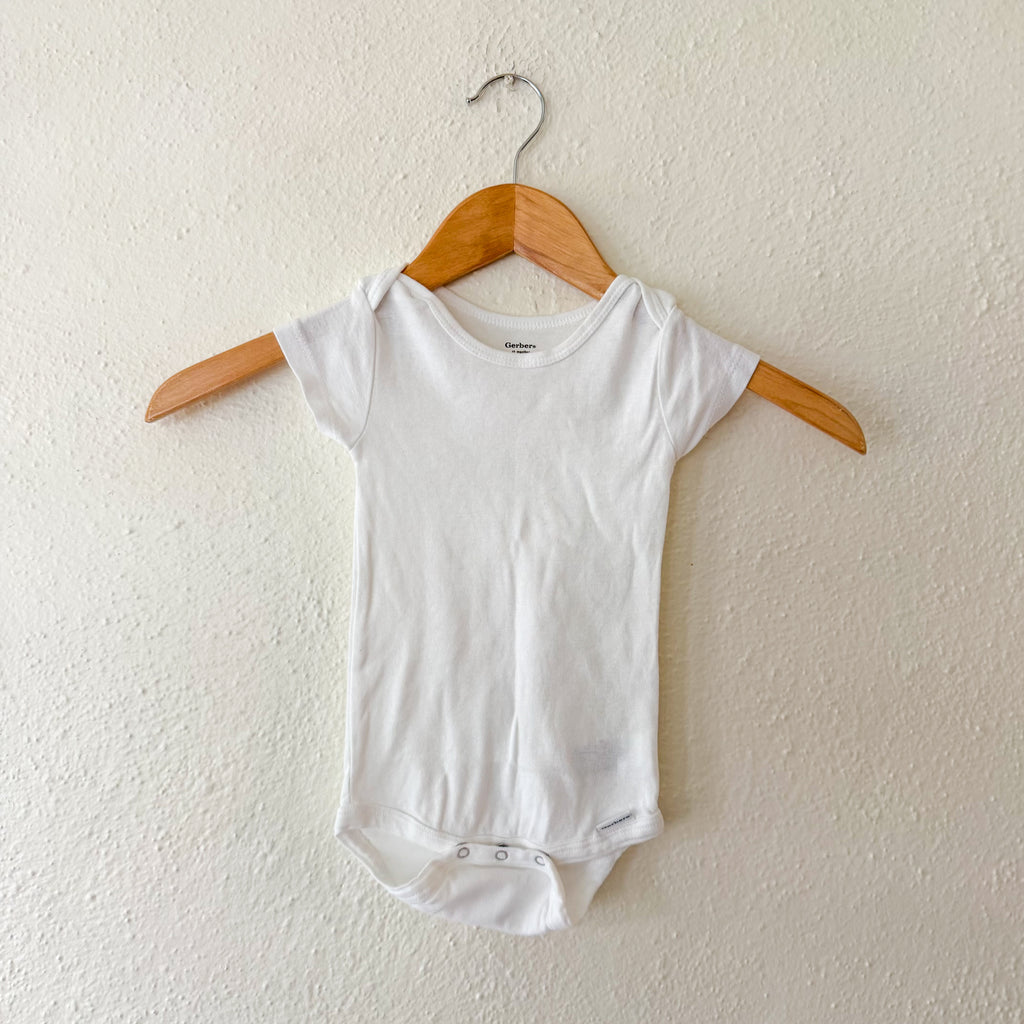 Little Planet Organic Ocean Blue Gauze Bubble Romper Overalls + Gerber White Bodysuit | 6-12m