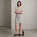 J.Crew Tweed Button-Front Sleeveless Shift Mini Dress in Black & White | 00