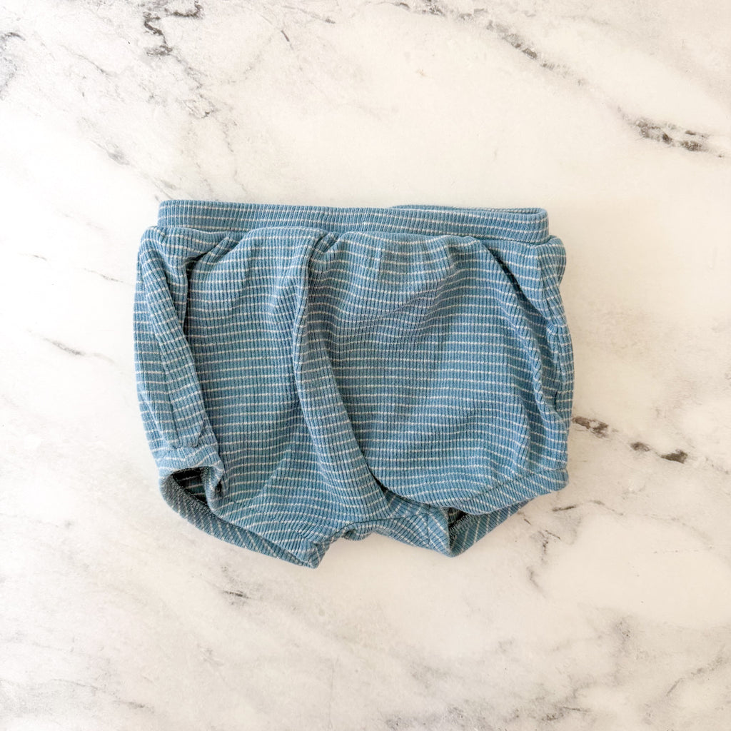 Little Planet Organic Ocean Blue Textured Sleeveless Shirt + Bubble Shorts Matching Set | 0-3m