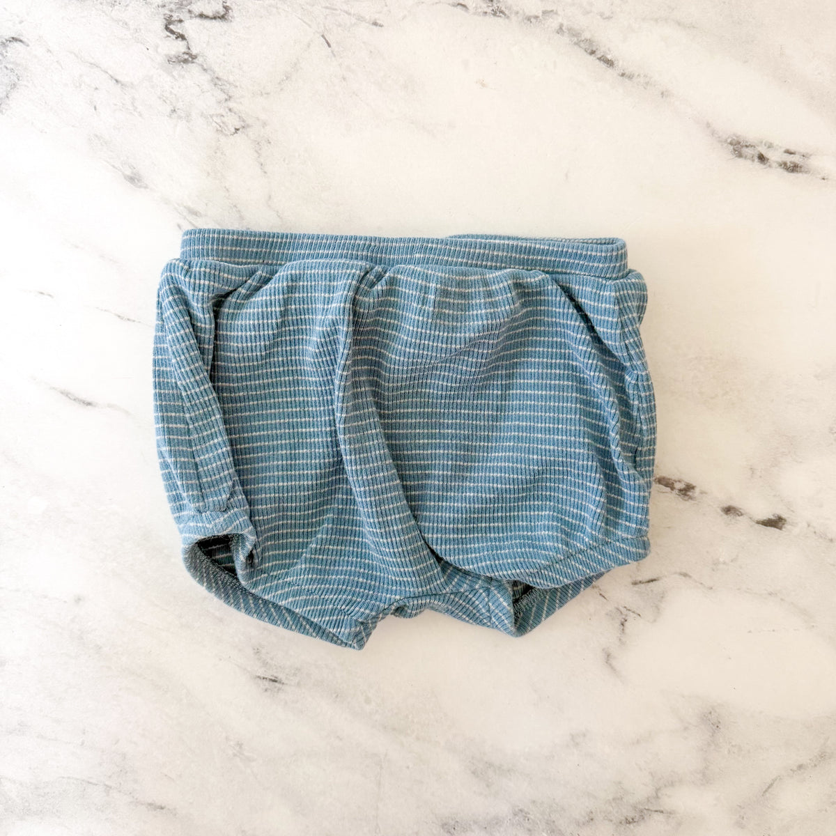 Little Planet Organic Ocean Blue Textured Sleeveless Shirt + Bubble Shorts Matching Set | 0-3m