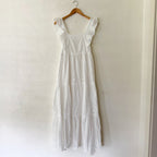 MANGO White Eyelet Embroidered Cotton Maxi Dress | XS